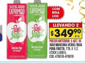 Coto Jugo manzana verde roja pura frutta oferta