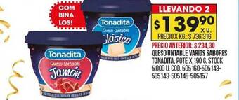 Coto Queso untable varios sabores tonadita oferta