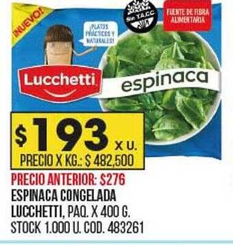 Coto Espinaca congelada lucchetti oferta