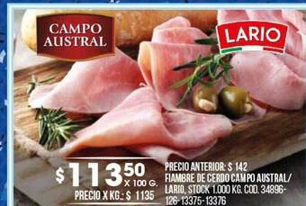 Coto Fiambre de cerdo campo austral lario oferta
