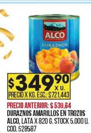 Coto Duraznos amarillos en trozos alco oferta