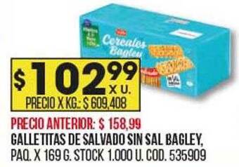 Coto Galletitas de salvado sin sal bagley oferta