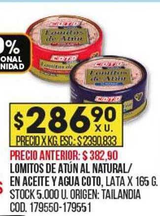 Coto Lomitos de atún al natural en aceite y agua coto oferta