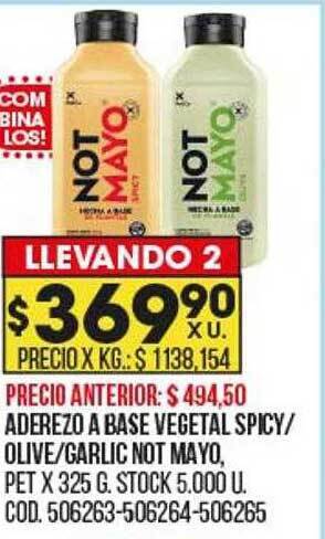 Coto Aderezo a base vegetal spicy olive garlic not mayo oferta