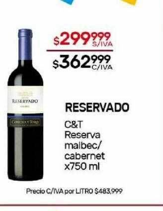 Nini Mayorista Reservado c&t reserva malbec cabernet oferta
