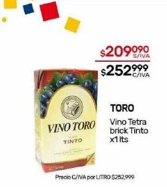 Nini Mayorista Toro vino tetra brick tinto oferta