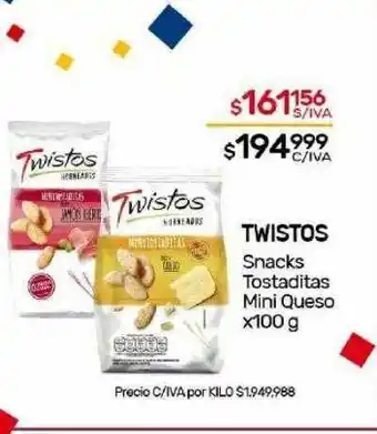 Nini Mayorista Twistos snacks tostaditas mini queso oferta