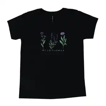 Coto Remera mujer manga corta negra estampado flores talle s oferta