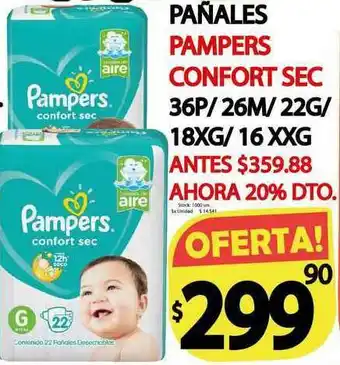 Supermercados Mariano Max Pampers Confort Sect Pañales 36P- 26M- 22G- 18XG- 16XXG oferta