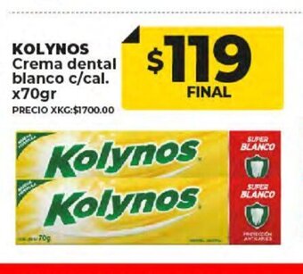 Supermayorista Vital Kolynos Crema Dental Blanco c/cal x 70gr oferta