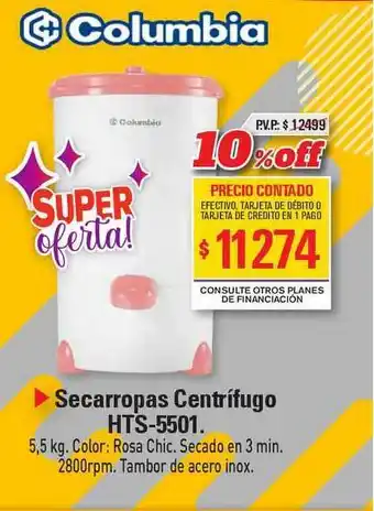 Red del Hogar Columbia Secarropas Centrífugo Hts-5501 oferta