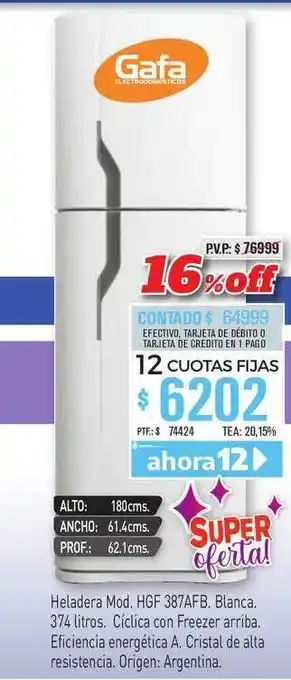 Red del Hogar Gafa Heladera Hgf 387afb Blanca oferta
