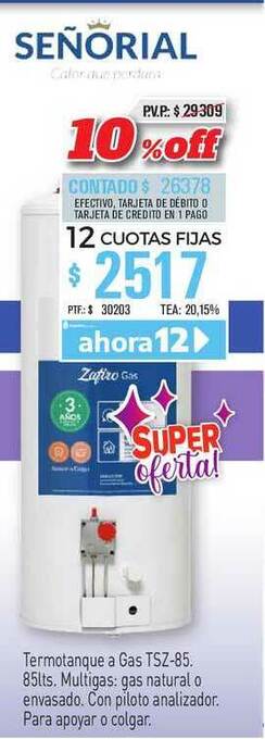 Red del Hogar Señorial Termotanque A Gas Tsz-85 oferta