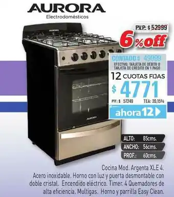 Red del Hogar Aurora Electrodomésticos Cocina Argenta Xle 4 Acero Inoxidable oferta