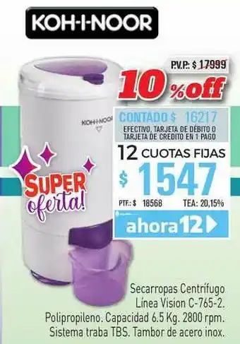 Koh-i-noor Secarropas Centrifugo Linea Vision C-765-2