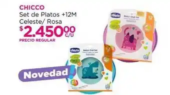 Chicco Set De Platos +12m Celeste Rosa