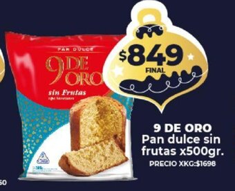 Supermayorista Vital 9 De Oro Pan Dulce Sin Frutas x 500gr oferta