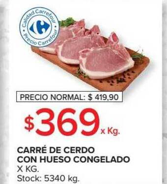 Carrefour Market Carré De Cerdo Con Hueso Congelado X Kg oferta