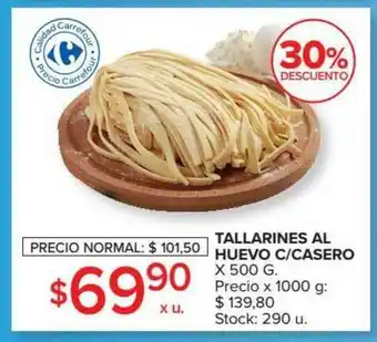 Carrefour Market Tallarines Al Hueva C-Casero X 500g 30% Descuento oferta