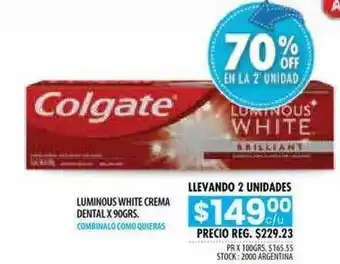 Pigmento Luminous White Crema Dental 70% Off En La 2a Unidad oferta