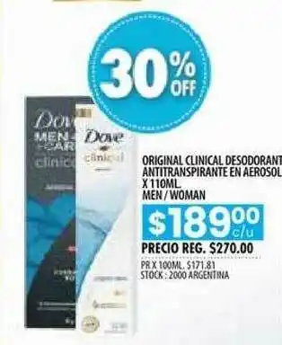 Pigmento Original Clinical Desodorante Antitranspirante En Aerosol x 110ml oferta