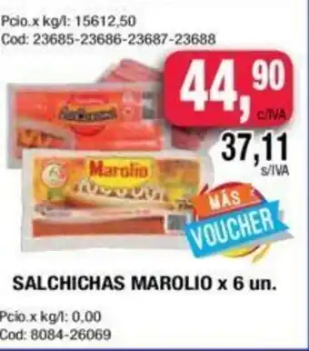 Maxiconsumo Salchichas Marolio x 6 un oferta