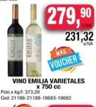 Maxiconsumo Emilia Vino Varietales x 750ml oferta