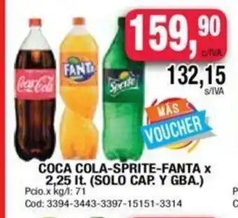 Maxiconsumo Coca Cola-Sprite- Fanta x 2,25lt oferta