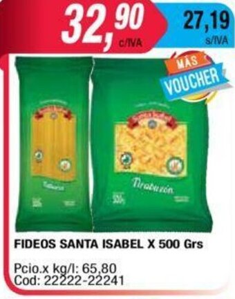 Maxiconsumo Fideos Santa Isabel x 500grs oferta