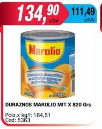 Maxiconsumo Marolio Duraznos Mit x 820grs oferta