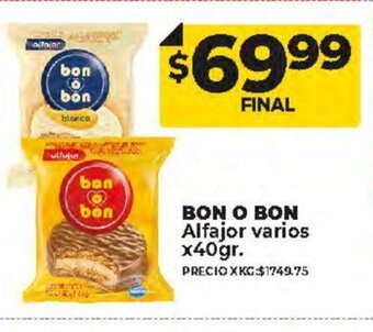Supermayorista Vital Bon o Bon Alfajor Varios x 40gr oferta