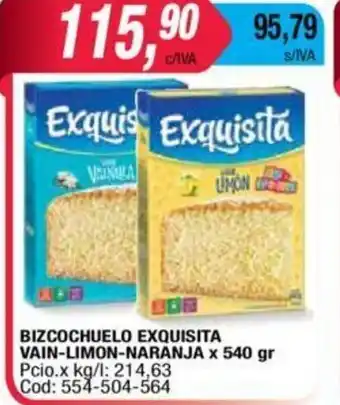 Maxiconsumo Exquisita Bizcochuelo Vain-Limon Naranja x 540gr oferta