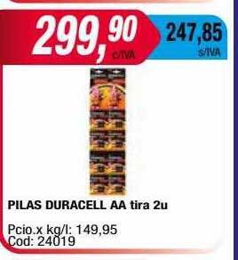 Maxiconsumo Pilas duracell aa tira 2 oferta