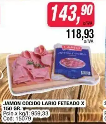Maxiconsumo Jamon Cocido Lario Feteado x 150gr oferta