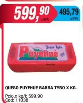 Maxiconsumo Queso Puyehue Barra TTBO x kg oferta