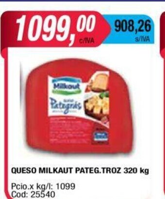 Maxiconsumo Queso Milkaut Pateg. Troz 320kg oferta