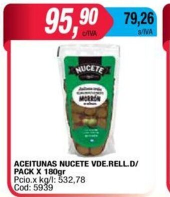 Maxiconsumo Aceitunas Nucete Vde. Rell. D Pack x 180gr oferta