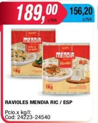 Maxiconsumo Ravioles Mendia Ric/Esp oferta