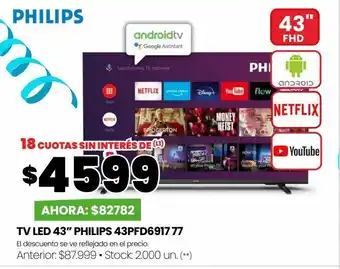 Changomas Tv led 43” philips 43pfd6917 77 oferta