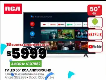 Changomas Tv led 50” rca and50fxuhd oferta