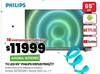 Changomas Tv led 65” philips 65pud7906/77 oferta