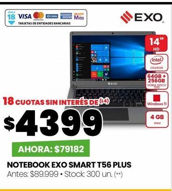 Changomas Notebook exo smart t56 plus oferta