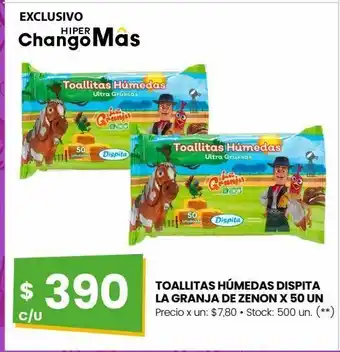 Changomas Toallitas húmedas dispita la granja de zenon x 50 un oferta