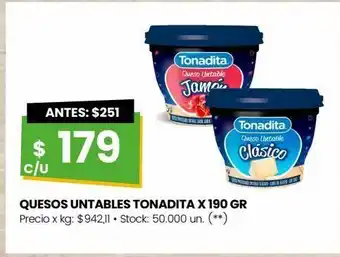 Changomas Quesos untables tonadita x 190 gr oferta