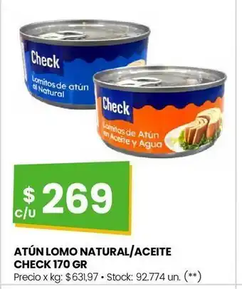 Changomas Atún lomo natural/aceite check 170 gr oferta