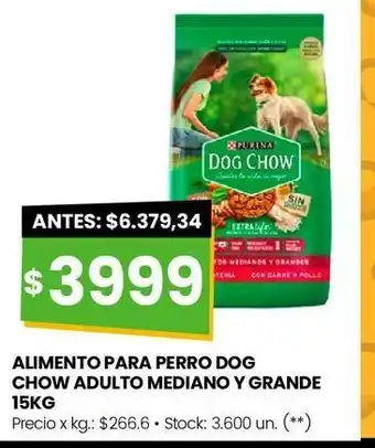 Changomas Alimento para perro dog chow adulto mediano y grande 15kg oferta