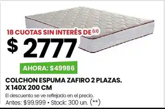 Changomas Colchon espuma zafiro 2 plazas. x 140x 200 cm oferta