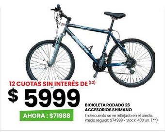 Changomas Bicicleta rodado 26 accesorios shimano oferta