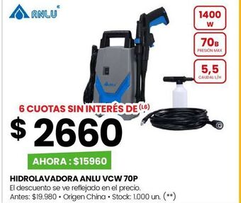 Changomas Hidrolavadora anlu vcw 70p oferta
