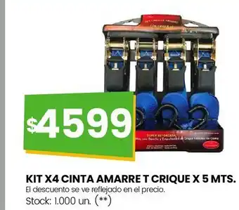 Changomas Kit x4 cinta amarre t crique x 5 mts oferta